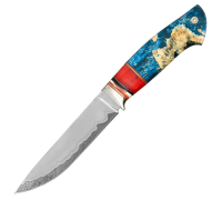 Нож Ладья из дамасской стали в нержавеющих обкладках